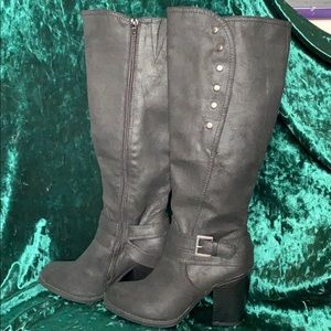Black, knee high boots